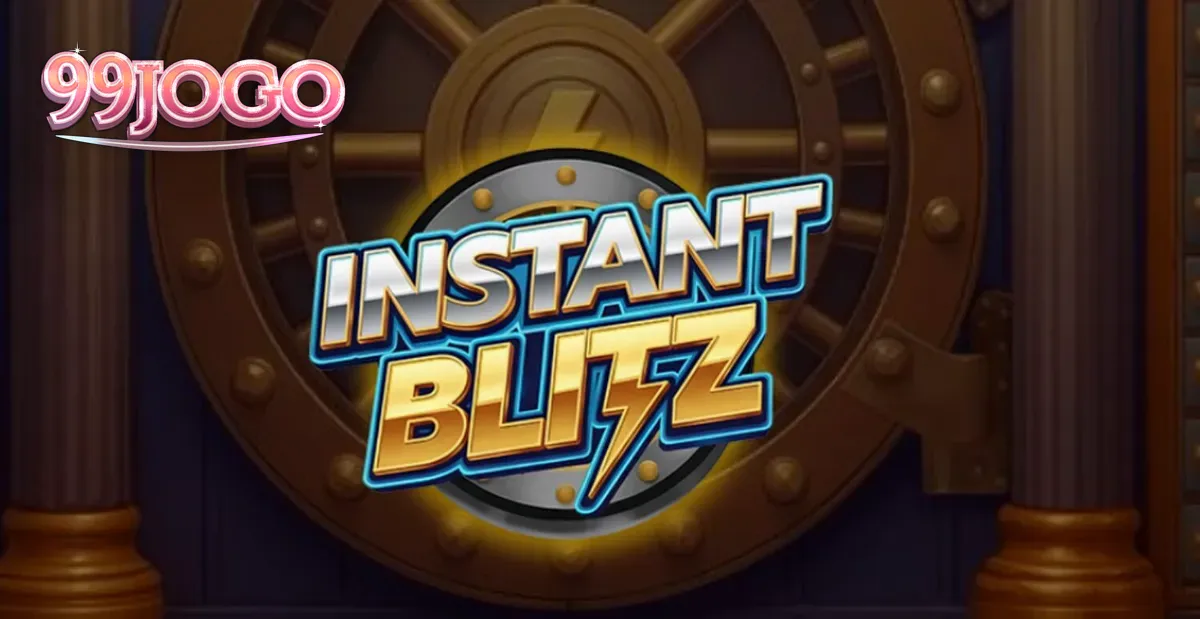Interface do slot Instant Blitz com elementos de neon e cofre futurista
