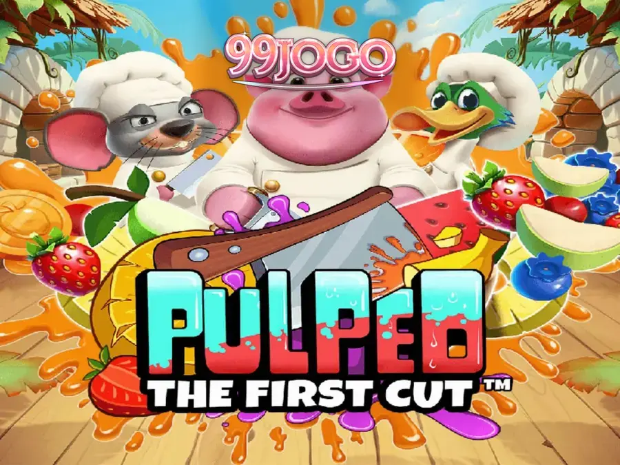 Interface colorida e vibrante do jogo Pulped: The First Cut com personagens chefs.